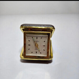 Zentra Vintage 2 Jewels Mechanical Wind Up Travel Alarm Clock working